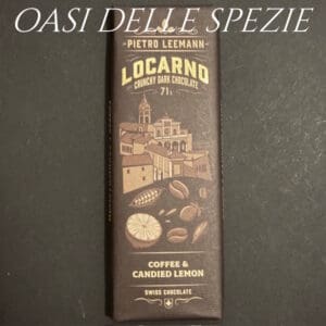 Cioccolato fondente bio Ticinese grezzo con caffè e scorza di limone 50g